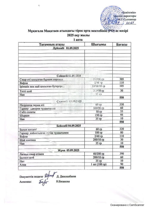 02.09 2025 - 05.09.2025 Ас мәзірі